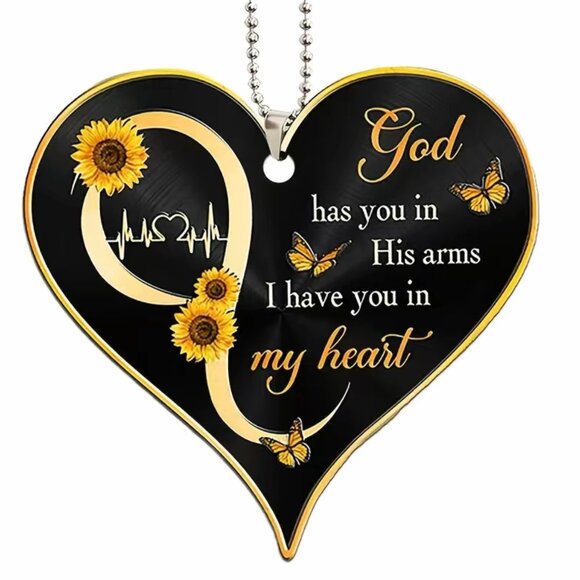 "Elevate Your Ride: Creative Cross Heart Shaped Car Rearview Mirror Pendant" 🚗✨ - Picture 2 of 9